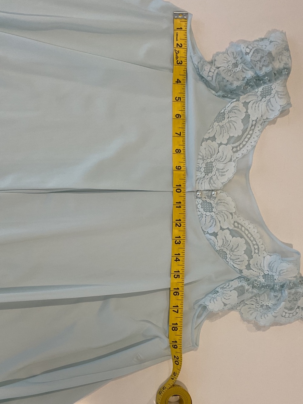 SHADOWLINE Lace-Trim Blue Women's Sleep Chemise Robe - Picture 8 of 12